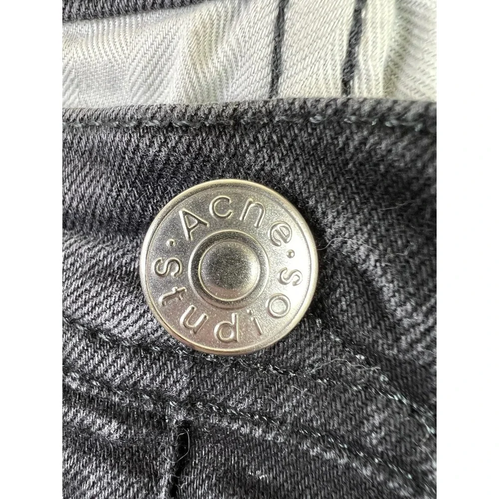 Acne Studios River Used Blk Jeans Mens 34x32 Black Slim Tapered Stretch‎ Denim